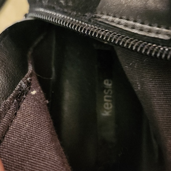 Kensie Mabella Black Ankle Booties Leather Fringe boots size 9 Suede Look Chunky - Picture 6 of 7